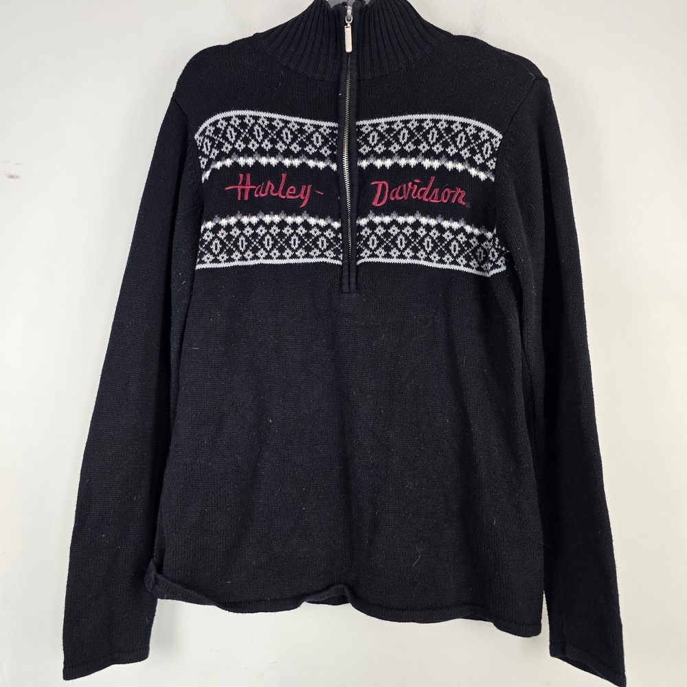 Harley Davidson Womens 1/2 Zip Pullover Sweater Size XL.E71‎